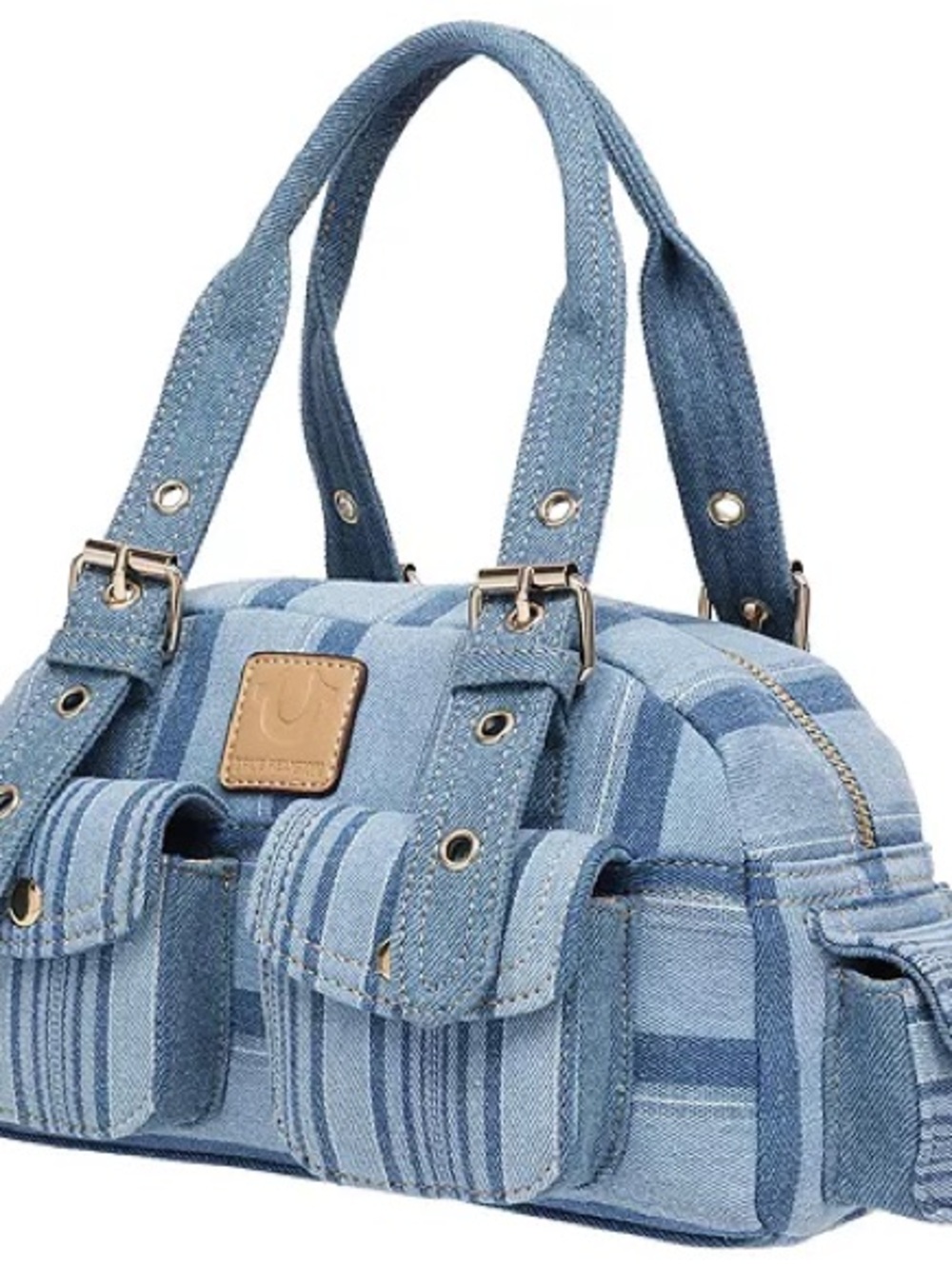 True Religion Multi Stripe Soft Satchel Handbag - Picture 3 of 7